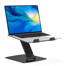 STOON Laptop Stand Adjustable Height, Ergonomic Portable Laptop Holder Riser for Desk, Aluminum Foldable Computer Notebook Stand Compatible with MacBook Air Pro, Dell XPS, HP (10-16") -Black