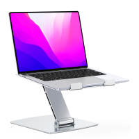 STOON Laptop Stand Adjustable Height, Ergonomic Portable Laptop Holder Riser for Desk, Aluminum Foldable Computer Notebook Stand Compatible with MacBook Air Pro, Dell XPS, HP (10-16") - Silver