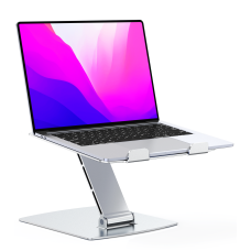 STOON Laptop Stand Adjustable Height, Ergonomic Portable Laptop Holder Riser for Desk, Aluminum Foldable Computer Notebook Stand Compatible with MacBook Air Pro, Dell XPS, HP (10-16") - Silver